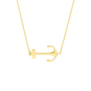 14k yellow anchor necklace