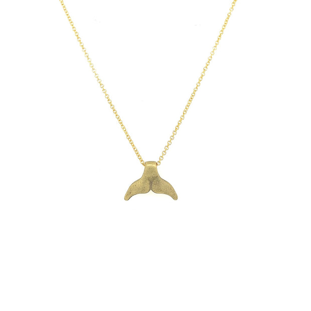 18k yellow gold whale tail pendant