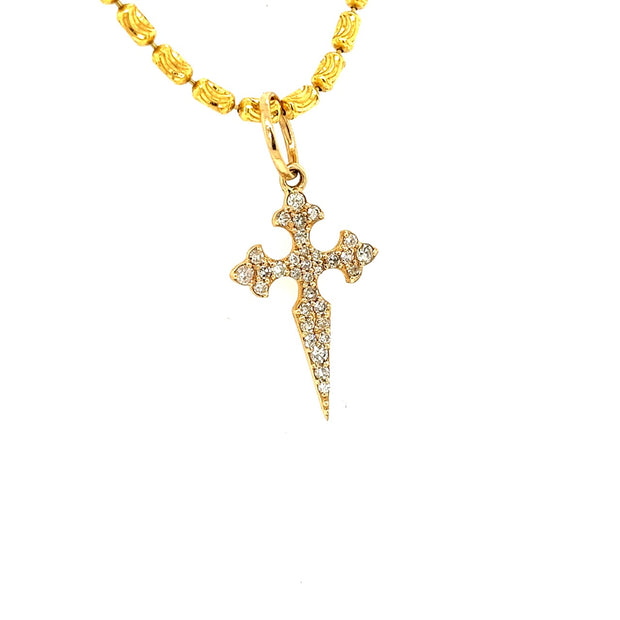 14k yellow gold diamond gothic cross 0.27ct