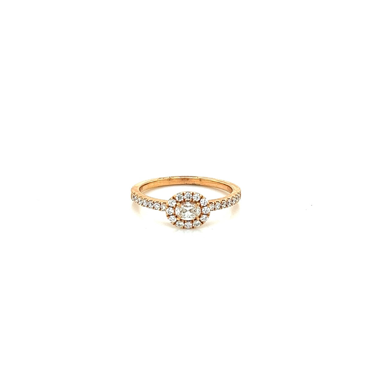 18k rose gold forevermark oval diamond stackable diamond halo ring 0.46ct