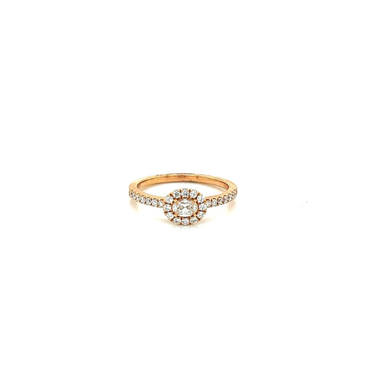 18k rose gold forevermark oval diamond stackable diamond halo ring 0.46ct