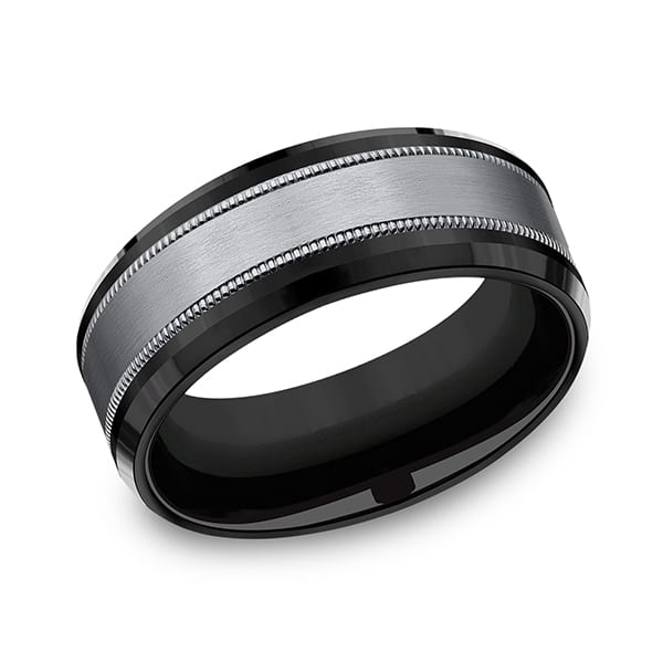 Tantalum and Black Titanium Comfort-fit Design Wedding Band