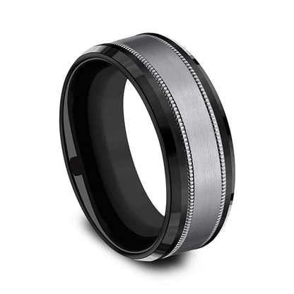 Tantalum and Black Titanium Comfort-fit Design Wedding Band