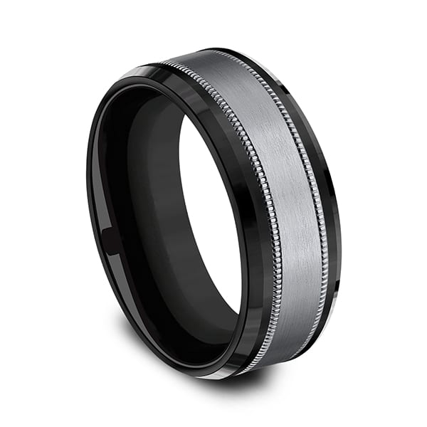 Tantalum and Black Titanium Comfort-fit Design Wedding Band