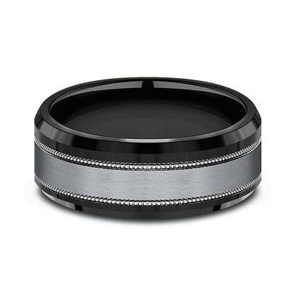 Tantalum and Black Titanium Comfort-fit Design Wedding Band