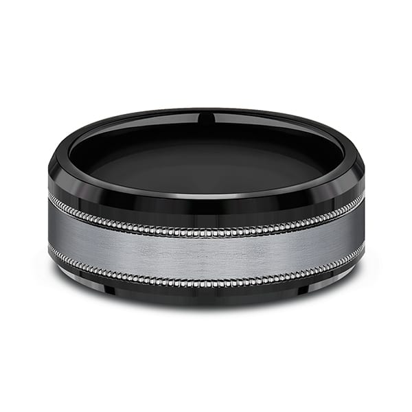 Tantalum and Black Titanium Comfort-fit Design Wedding Band