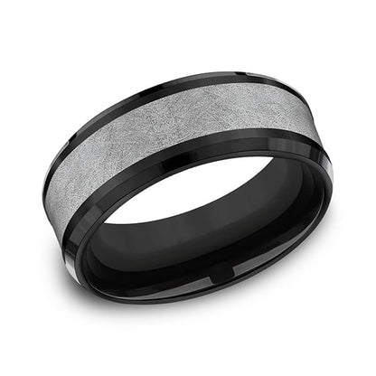 Tantalum and Black Titanium Comfort-fit Design Wedding Band