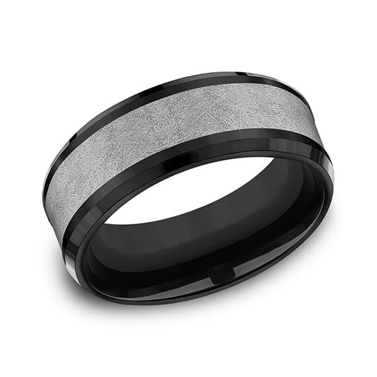 Tantalum and Black Titanium Comfort-fit Design Wedding Band