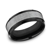 Tantalum and Black Titanium Comfort-fit Design Wedding Band