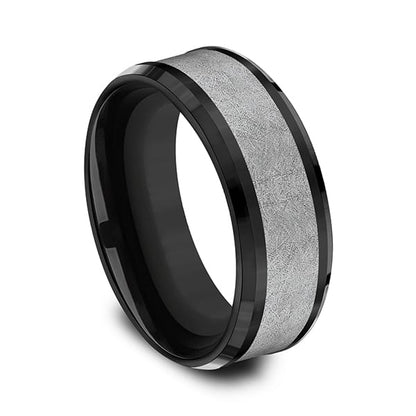 Tantalum and Black Titanium Comfort-fit Design Wedding Band