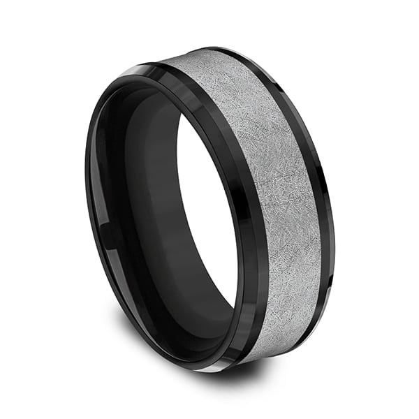 Tantalum and Black Titanium Comfort-fit Design Wedding Band