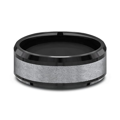 Tantalum and Black Titanium Comfort-fit Design Wedding Band