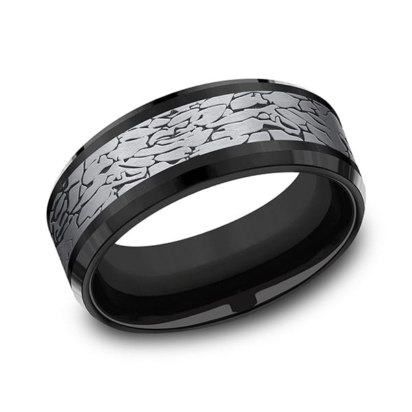 Tantalum and Black Titanium Comfort-fit Design Wedding Band