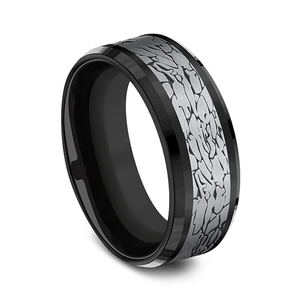 Tantalum and Black Titanium Comfort-fit Design Wedding Band