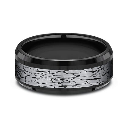 Tantalum and Black Titanium Comfort-fit Design Wedding Band
