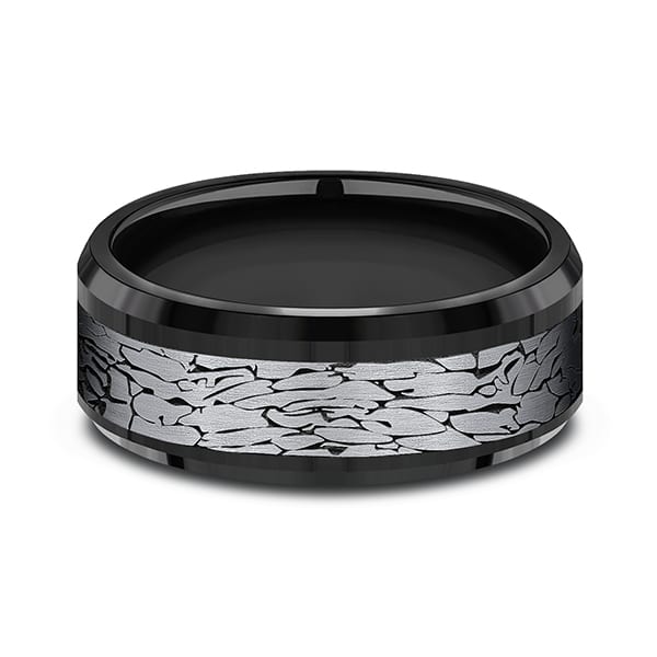 Tantalum and Black Titanium Comfort-fit Design Wedding Band