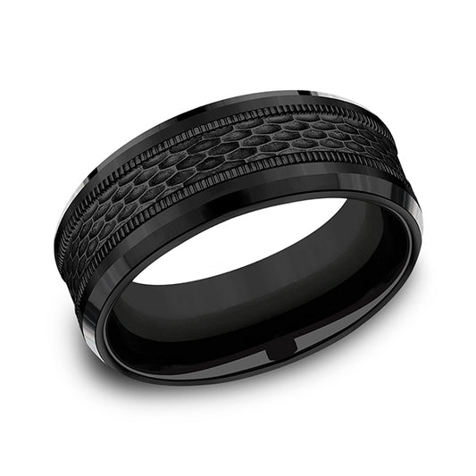 Black Titanium Comfort-fit Design Wedding Band