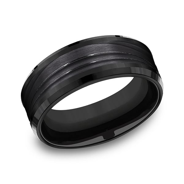 Black Titanium Comfort-fit Design Wedding Band