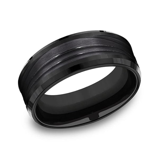 Black Titanium Comfort-fit Design Wedding Band