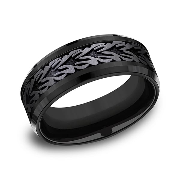 Black Titanium Comfort-fit Design Wedding Band