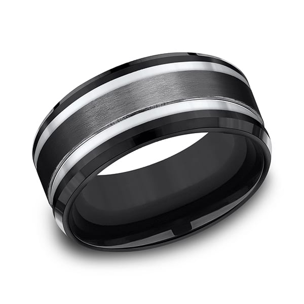 Black Titanium Comfort-fit Design Wedding Band