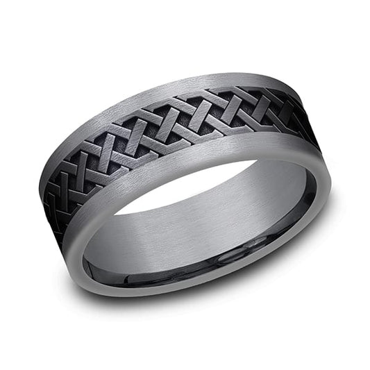 Tantalum and Black Titanium Comfort-fit Design Wedding Band