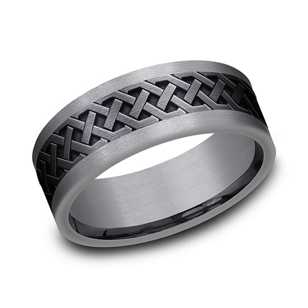 Tantalum and Black Titanium Comfort-fit Design Wedding Band