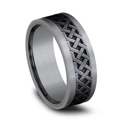 Tantalum and Black Titanium Comfort-fit Design Wedding Band
