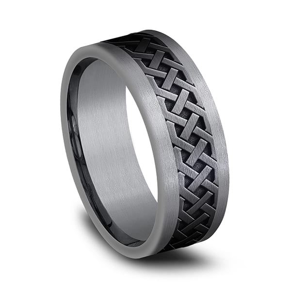 Tantalum and Black Titanium Comfort-fit Design Wedding Band