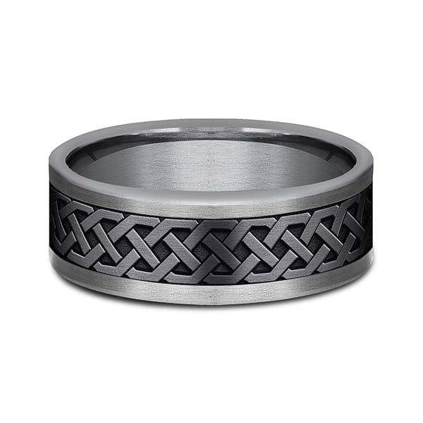 Tantalum and Black Titanium Comfort-fit Design Wedding Band