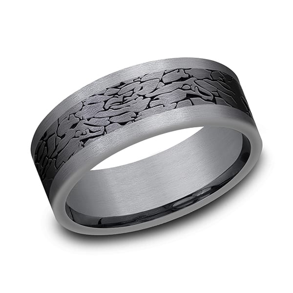 Tantalum and Black Titanium Comfort-fit Design Wedding Band