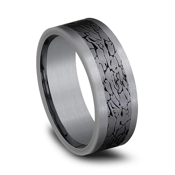 Tantalum and Black Titanium Comfort-fit Design Wedding Band