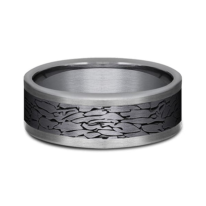 Tantalum and Black Titanium Comfort-fit Design Wedding Band