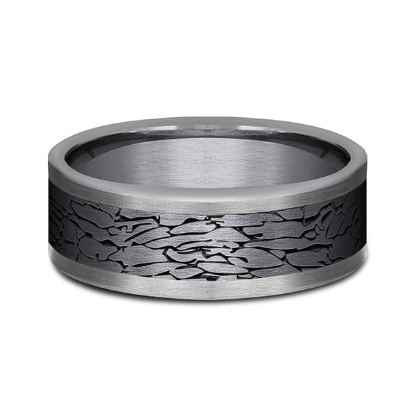 Tantalum and Black Titanium Comfort-fit Design Wedding Band