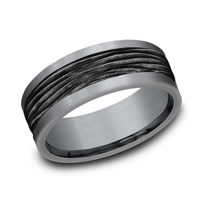 Tantalum and Black Titanium Comfort-fit Design Wedding Band