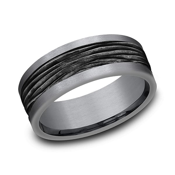 Tantalum and Black Titanium Comfort-fit Design Wedding Band