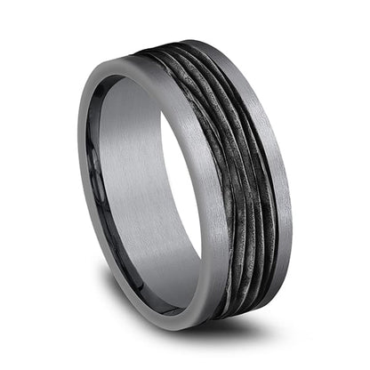 Tantalum and Black Titanium Comfort-fit Design Wedding Band