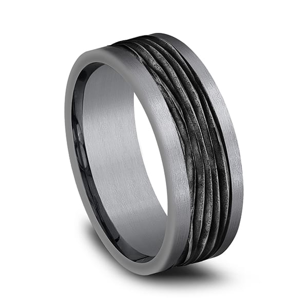 Tantalum and Black Titanium Comfort-fit Design Wedding Band