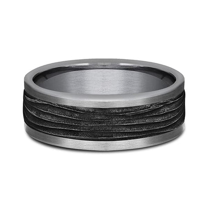 Tantalum and Black Titanium Comfort-fit Design Wedding Band
