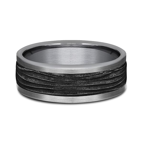 Tantalum and Black Titanium Comfort-fit Design Wedding Band