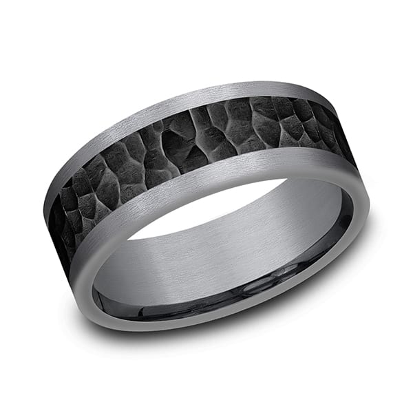 Tantalum and Black Titanium Comfort-fit Design Wedding Band