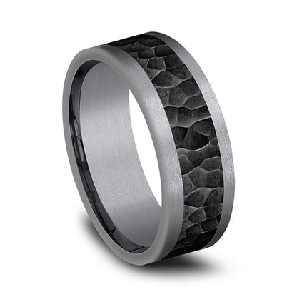 Tantalum and Black Titanium Comfort-fit Design Wedding Band