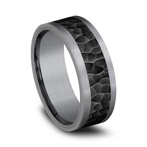 Tantalum and Black Titanium Comfort-fit Design Wedding Band