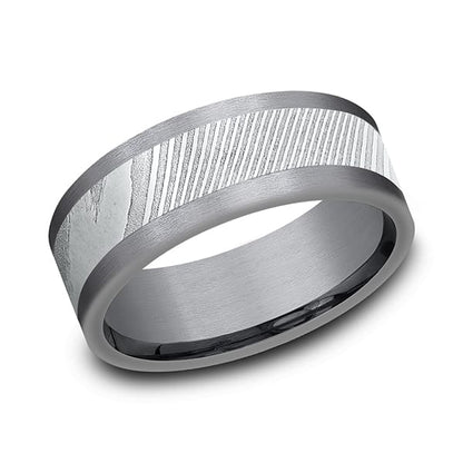 Tantalum and Damascus Steel Comfort-fit Design Wedding Band