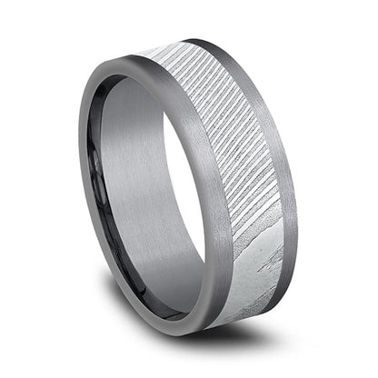 Tantalum and Damascus Steel Comfort-fit Design Wedding Band