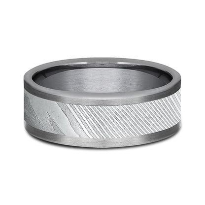 Tantalum and Damascus Steel Comfort-fit Design Wedding Band
