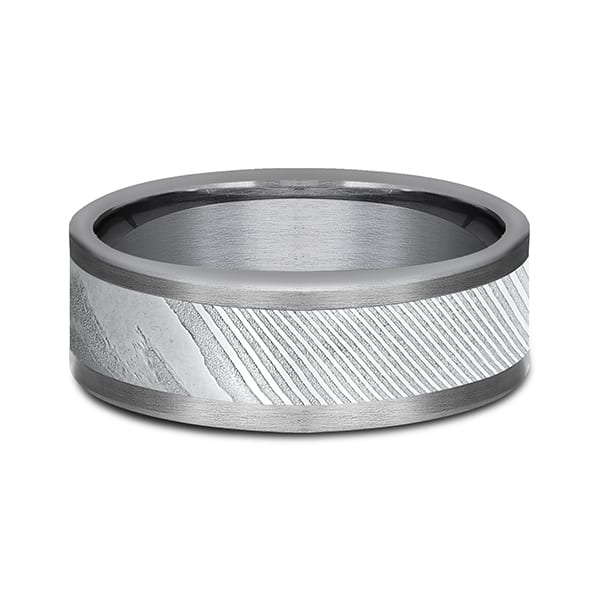 Tantalum and Damascus Steel Comfort-fit Design Wedding Band