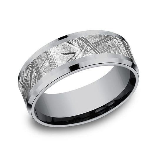 Tantalum and Meteorite Comfort-fit Design Wedding Band