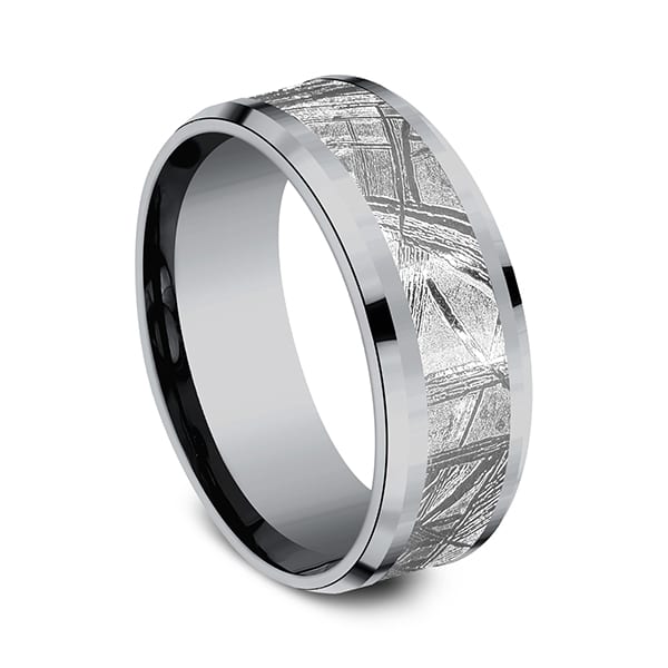 Tantalum and Meteorite Comfort-fit Design Wedding Band