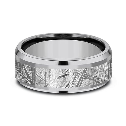 Tantalum and Meteorite Comfort-fit Design Wedding Band